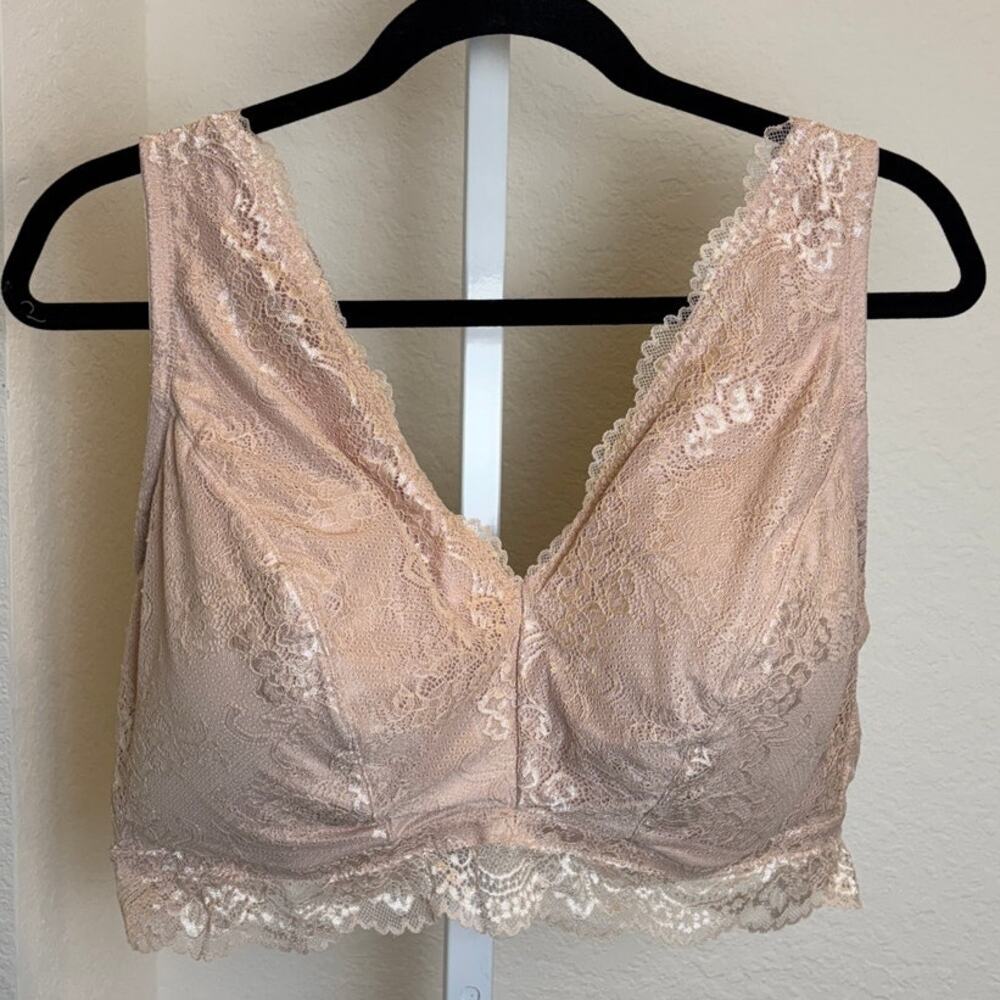 DREAMFIT Plus Size Full Coverage Wireless Lace Bralette Suntan Beige 3X New - Picture 5 of 7